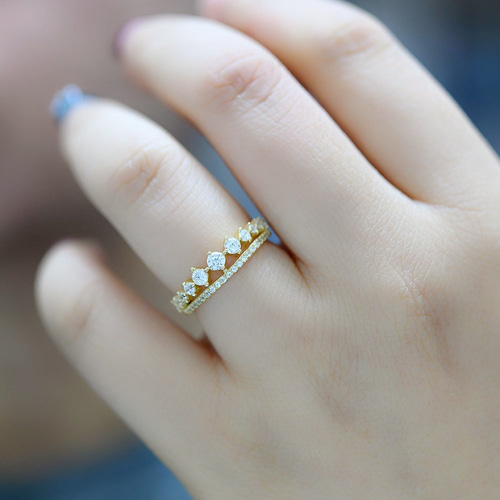 華奢 2連風王冠の指輪 リング ピンキーリング ファランジリング 指輪  