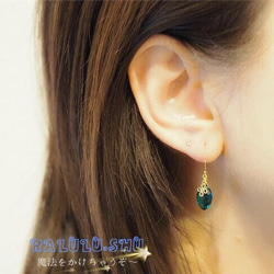 14K注金製綠色石英晶耳針/可變更為夾式耳環 第4張的照片