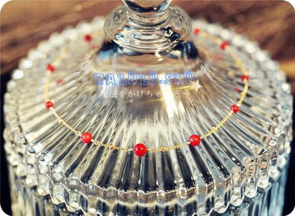 再再...販　コーラル 赤サンゴ ハピネス アンクレット/ブレスレット 運気を上げる 1枚目の画像