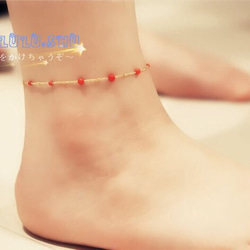 再再...販　コーラル 赤サンゴ ハピネス アンクレット/ブレスレット 運気を上げる 3枚目の画像