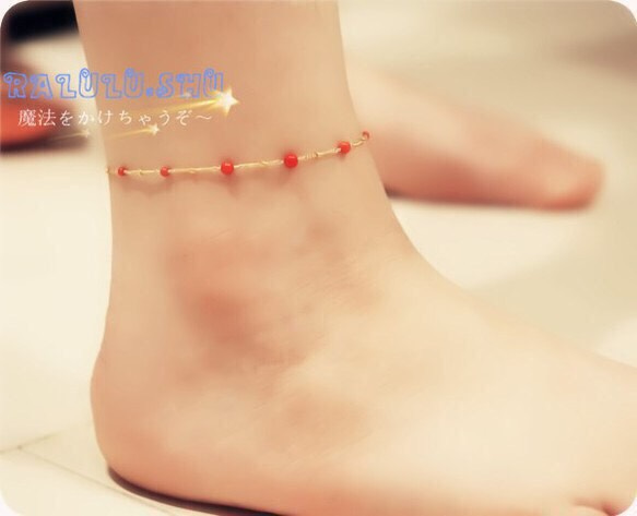 再再...販　コーラル 赤サンゴ ハピネス アンクレット/ブレスレット 運気を上げる 3枚目の画像