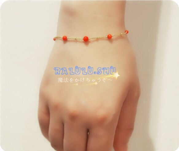 再再...販　コーラル 赤サンゴ ハピネス アンクレット/ブレスレット 運気を上げる 4枚目の画像