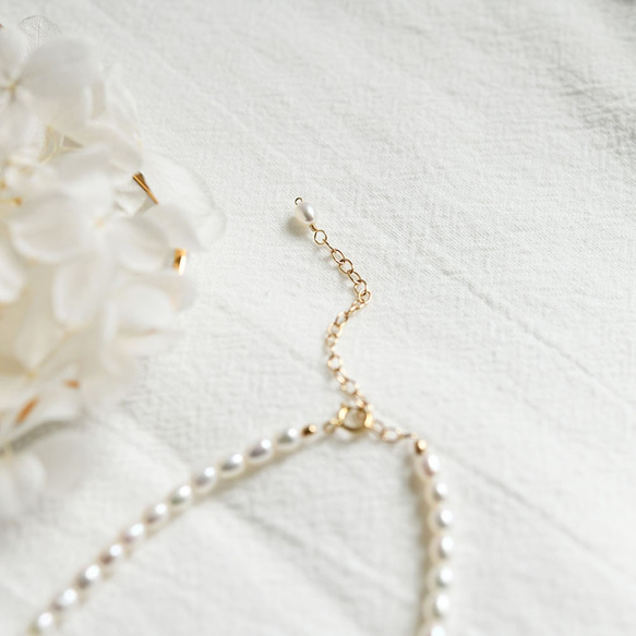 簡約百搭的優質淡水珍珠項鍊，帶來幸福感。非常適合疊戴！六月生日石 第4張的照片