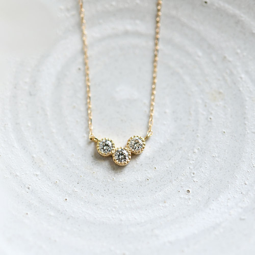 選べる 3つの誕生石 Baguette ネックレス Birthstone Necklace_milgrain｜選べる誕生石｜cobaco