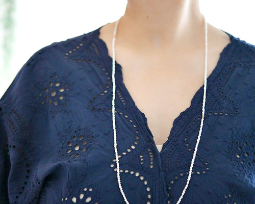 幸せを運んでくれる 3WAY シードパールロングネックレス 2連