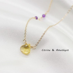 珠寶品質&lt;要求幸福的憲法&gt;黃水晶和紫水晶K14GF項鍊 第1張的照片