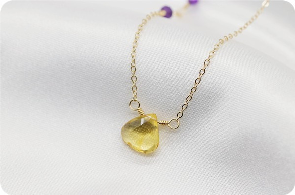 珠寶品質&lt;要求幸福的憲法&gt;黃水晶和紫水晶K14GF項鍊 第2張的照片
