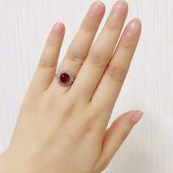 絆 子宝 情熱 恋愛成就を象徴する石 レッドアゲートとジルコニアのフラワー指輪 リング 1月誕生石 8枚目の画像