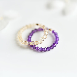 2 枚戒指套裝：黃水晶，幸運之石，紫水晶，愛情守護石。小指戒指，十一月和二月的誕生石。 第2張的照片