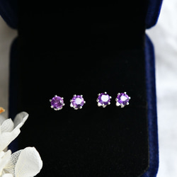 愛情守護石紫水晶耳釘 4 毫米 1 對二月生日石 第3張的照片