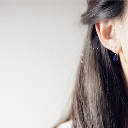 &lt;Blue drop&gt; 青金石短耳環十二月生辰石 第3張的照片