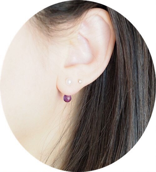 愛の守護石　パールとアメジスト バックキャッチピアス スタッドピアス 2月誕生石