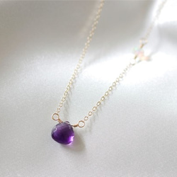 愛的守護石心形紫水晶和蛋白石項鍊2月誕生石 第2張的照片