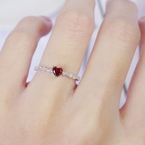 ガーネットorペリドットorアクアマリン の ハート リング ピンキー