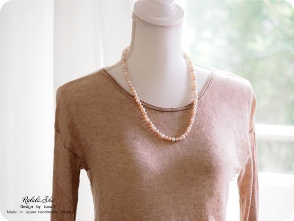 特價淡水珍珠“七彩”長項鍊 60cm 帶來幸福的六月生日石 第1張的照片