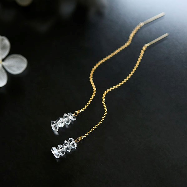 最上級 ハーキマーダイヤモンド　氷雪 アメリカンピアス 4月の誕生石