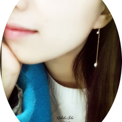 幸せを運んでくれる　淡水パールのチェーンピアス　イヤリング 6月誕生石 4枚目の画像