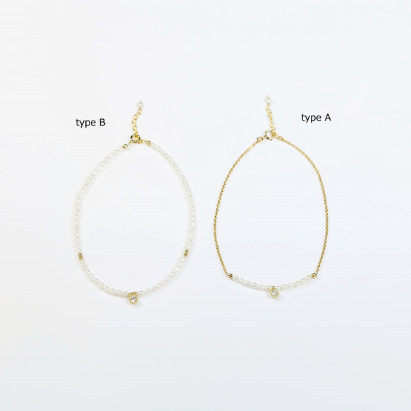 健康・富・長寿・純潔を象徴する ミニ淡水パールのアンクレット　Bタイプ 5枚目の画像