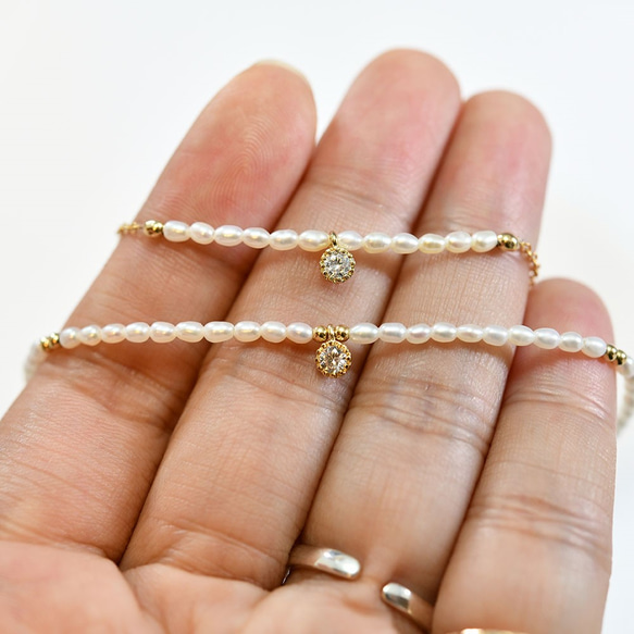 健康・富・長寿・純潔を象徴する ミニ淡水パールのアンクレット　Bタイプ 8枚目の画像