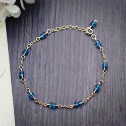 14kgf/天然石ロンドンブルートパーズのブレスレット★ハンドメイド★ 天然石 14kgf ロンドンブルートパーズのブレスレット