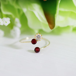 Bijou＆Garnet紅色戒指furanjiringpinky戒指1月誕生石 第2張的照片