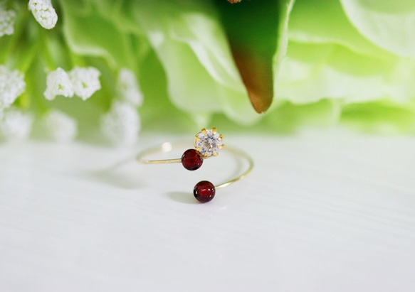 Bijou＆Garnet紅色戒指furanjiringpinky戒指1月誕生石 第2張的照片