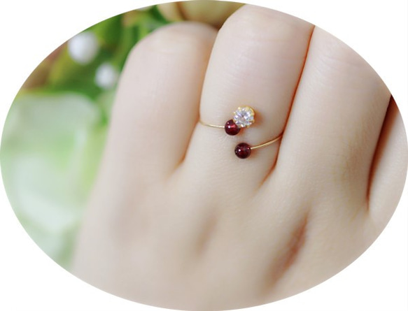 Bijou＆Garnet紅色戒指furanjiringpinky戒指1月誕生石 第5張的照片