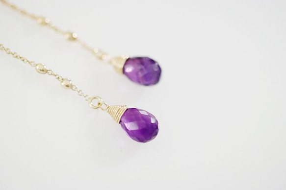 Love Fulfillment Love Guardian Stone Drop Amethyst American Earr 第2張的照片