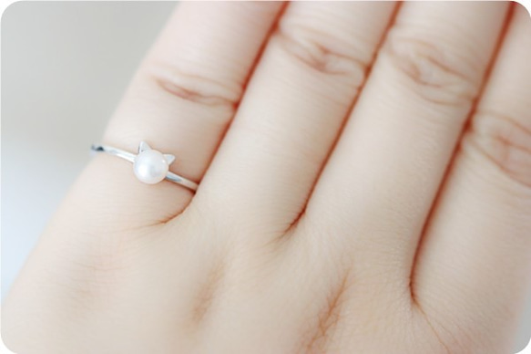 淡水珍珠貓戒指粉紅戒指免費尺寸 第5張的照片