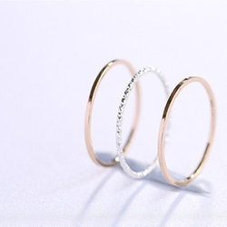 14KGF和925銀戒指套裝3個粉色鑰匙圈也適合分層 第1張的照片