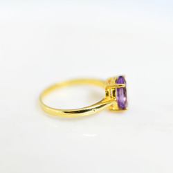 特殊紫水晶單環戒指橢圓形切割二月出生石 第5張的照片