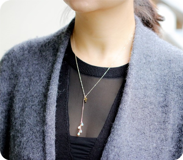 エチオピア産  オパール のセミロングY ネックレス 10月誕生石