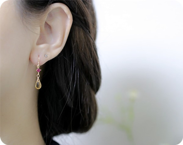 幸運石-黃水晶紅黃靛藍耳環/耳環已接受十一月生日石 第4張的照片