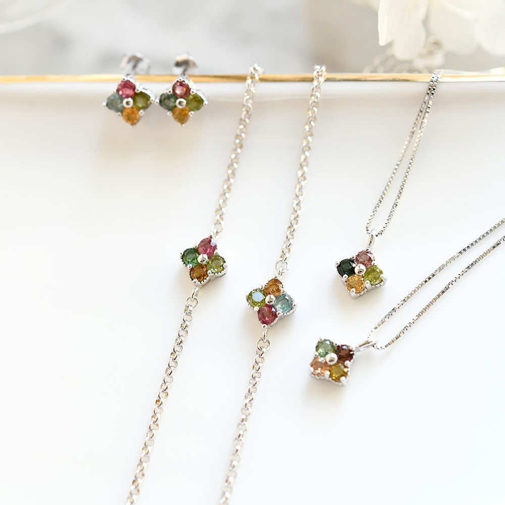 クローバー カラフルトルマリンのネックレス 10月誕生石