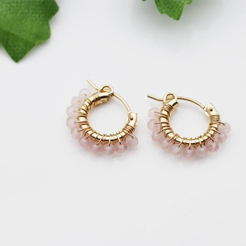 美の象徴 ローズクォーツ のフープピアス イヤリング変更可 10月誕生石