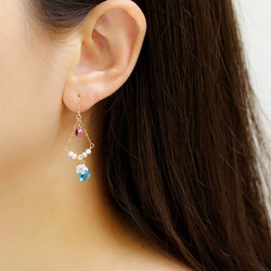Original Shell Blue / Pink Quartz Pearl Earrings / Earrings Poss 第3張的照片