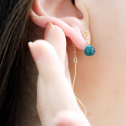 綠色石英波美式耳環風格耳環樹脂無孔耳環四月誕生石 第3張的照片