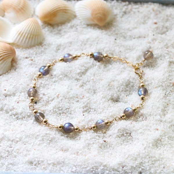 能力を開花させる 瞑想 極上 ラブラドライトの ブレスレット 8月誕生石