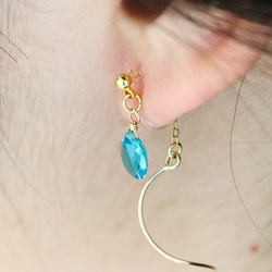 藍色石英波美式耳環風格耳環樹脂無孔耳環April Birthstone 第4張的照片