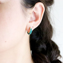 雙圈耳環 / chrysocolla (Chrysocolla) 的耳環，一種象徵好運和繁榮的石頭 第4張的照片