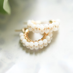 增加你的運氣 白珊瑚雙圈耳環 耳環可換三月生日石 第4張的照片