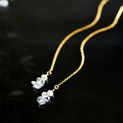 綻放才華的種子赫基默鑽石與淡水珍珠美國耳環四月生日石 第3張的照片