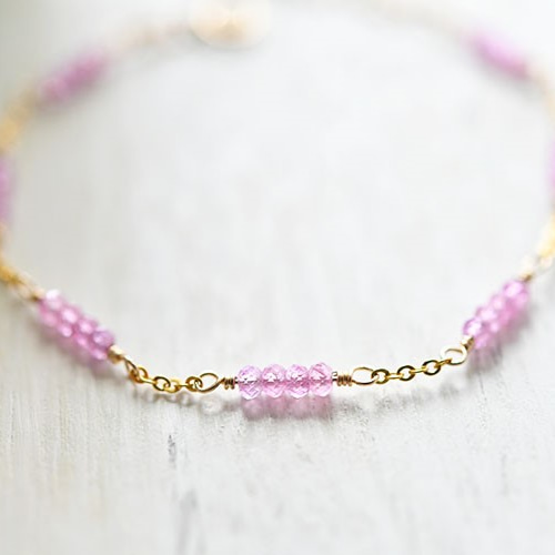 14kgf  ピンクサファイアのブレスレット◝✩ カリスマ性、勝利運、きん運などを高める ピンクサファイアの