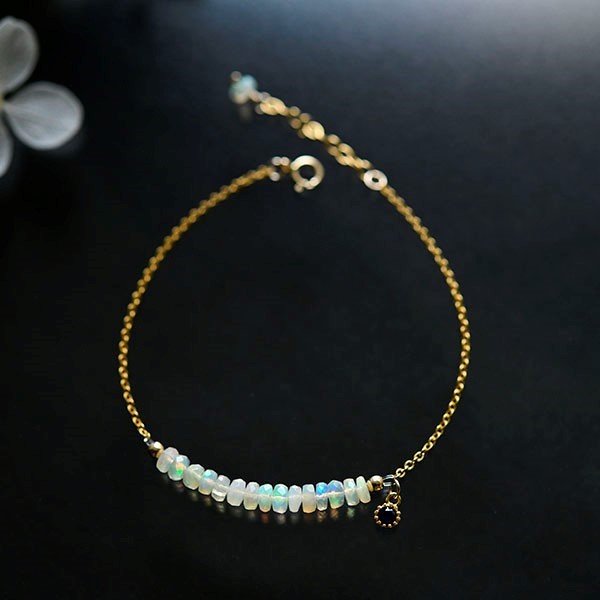 願いを叶う 妖精の石 ウォーターオパールのブレスレット 10月誕生石 14kgfバージョン 4,889円