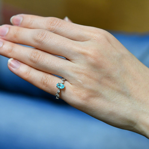 絆を強める石 VVSランク アパタイトのリング ピンキーリング 指輪 重ね付けにも～ 11月誕生石 5枚目の画像