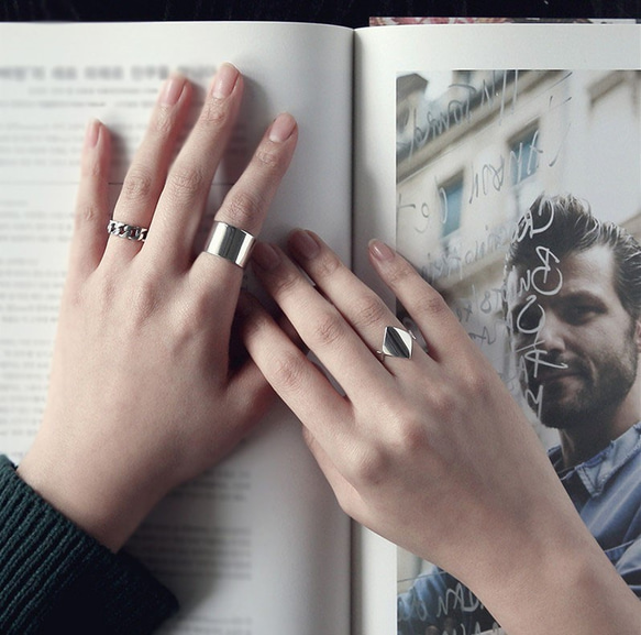 アンティーク風 シルバー925喜平チェーンリング フリーサイズ 1本 指輪