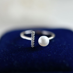 帶來幸福的淡水珍珠，氧化鋯銀叉戒六月誕生石 第6張的照片