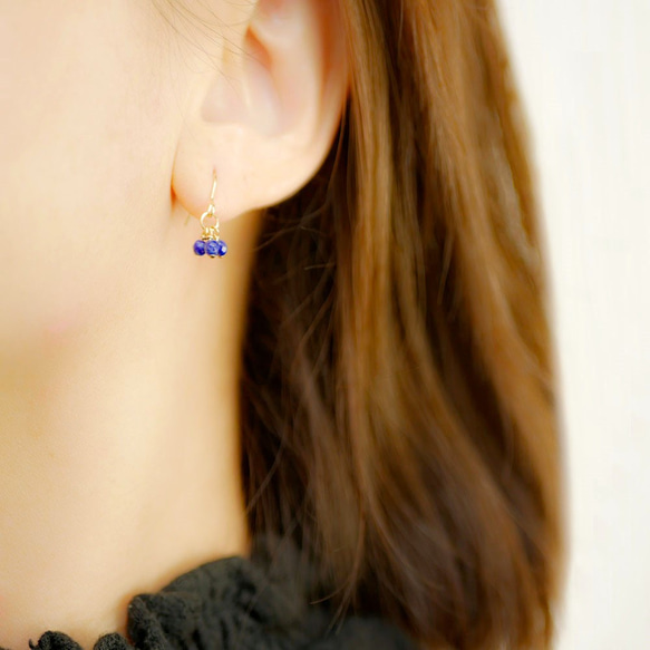 14KGF 小青金石美國耳環 十二月誕生石耳環 可能 第9張的照片