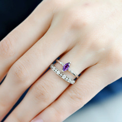 恋愛成就 愛の守護石 アメジストの指輪 リング ピンキーリング 重ね