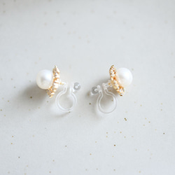 帶來幸福的淡水珍珠絲帶耳環 耳環可更換六月生日石 第9張的照片